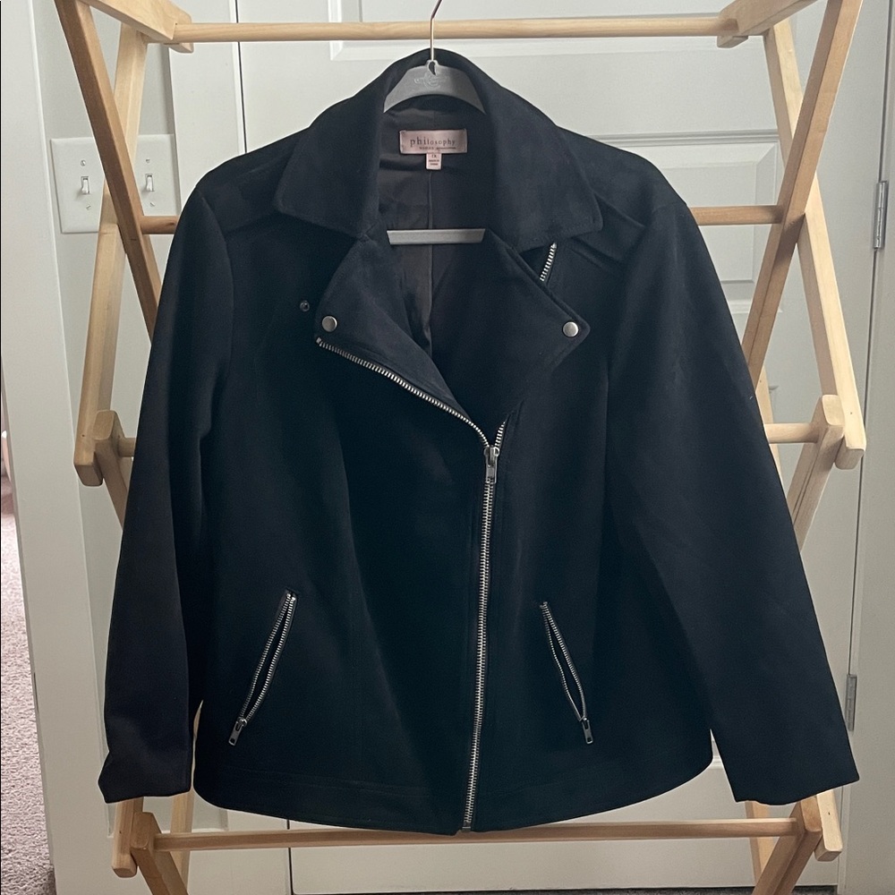 Philosophy Black Suede Asymmetric Zip Jacket